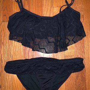 black bikini with crochet